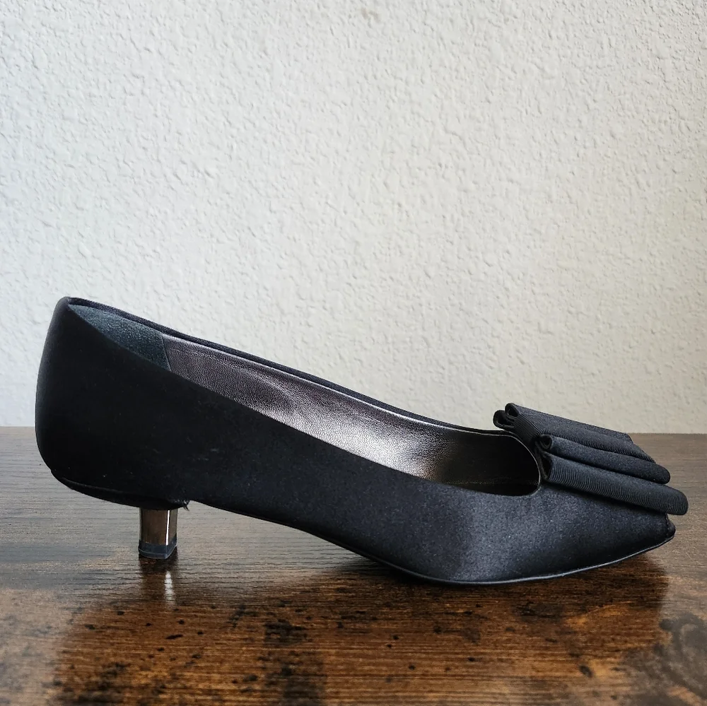 Prada Black Satin Bow Kitten Heels 6.5 - Picture 4 of 11